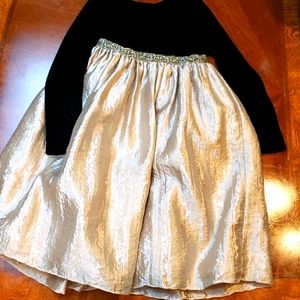 Black velvet and gold elegant girls dress